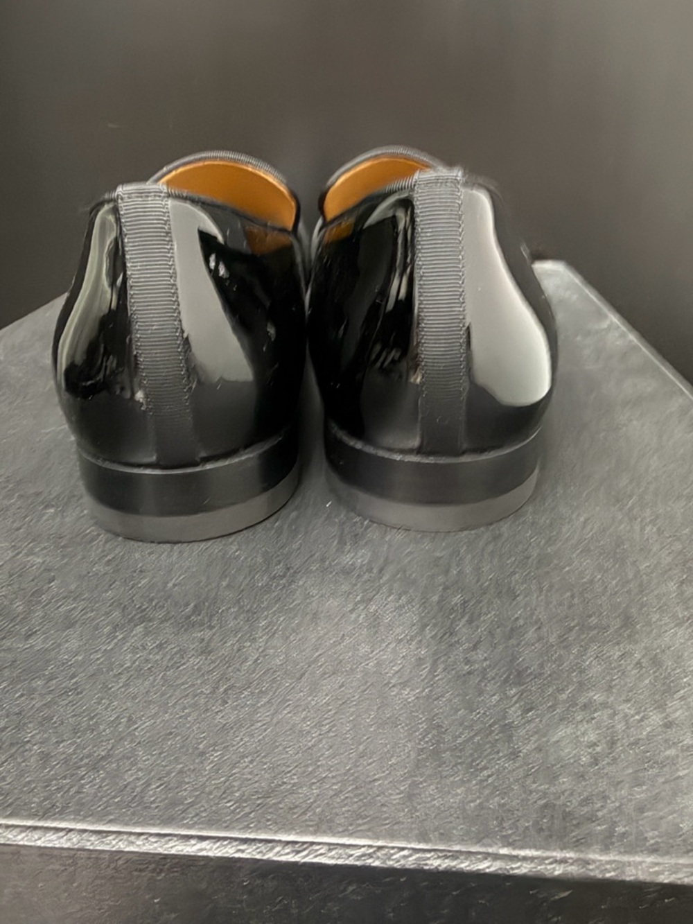 Christian Louboutin Black Patent Leather Slip-On Loafers with Grosgrain Strap - Picture 3 of 11